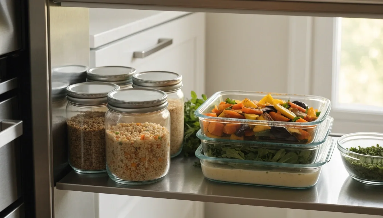Bambusowy koszyk do gotowania na parze nad garnkiem z wrzącą wodą, para w świetle z okna